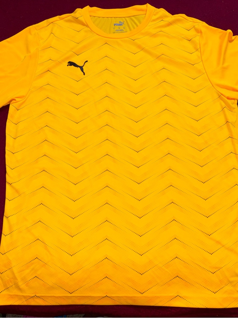 Puma Men's Bright Yellow Short-Sleeve Athletic Jersey